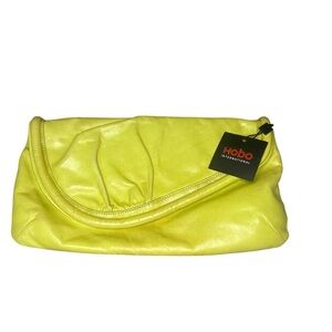 NWT Hobo Lori Pear envelope clutch foldover leather chartreuse green purse bag